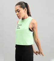 Women's She dared crop muscle tank top ( light green ) - wodarmour