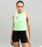 Women's She dared crop muscle tank top ( light green ) - wodarmour