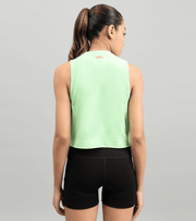 Women's She dared crop muscle tank top ( light green ) - wodarmour