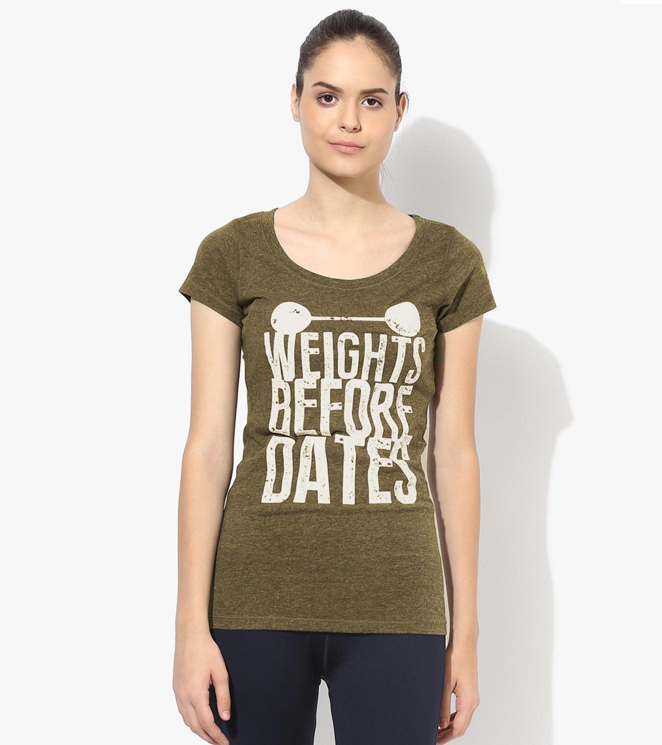 Women's "Weights before Dates" Graphic T-shirt - wodarmour