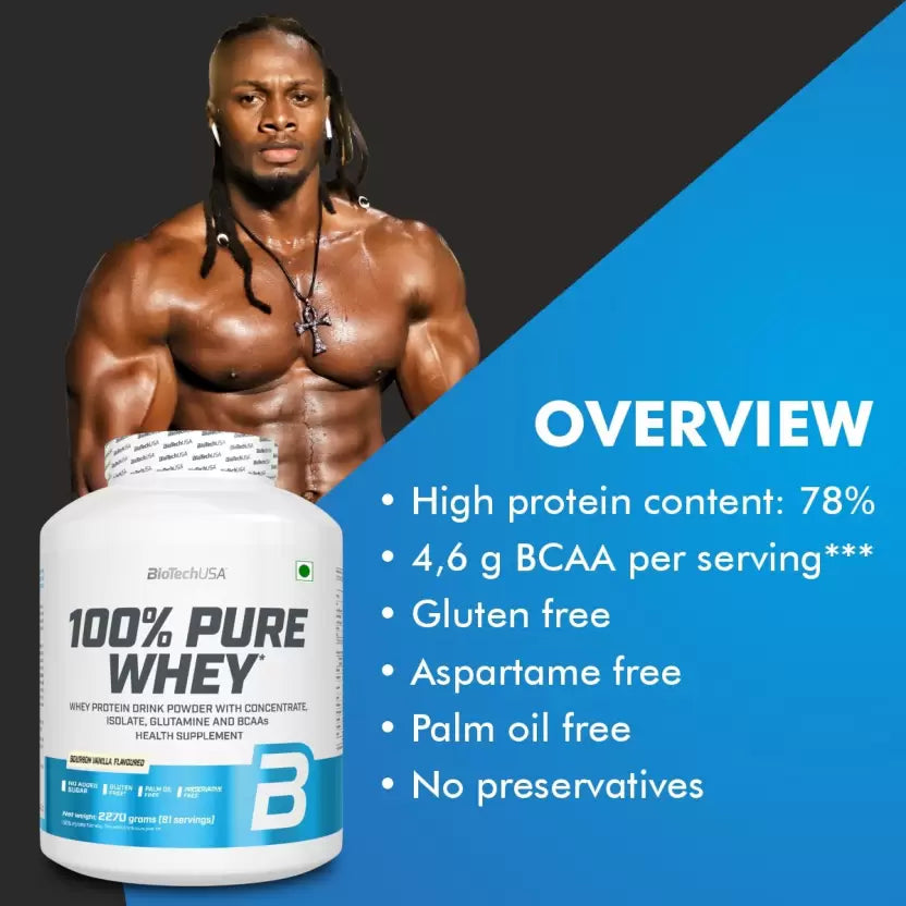 Biotech USA 100% PURE WHEY (Chocolate) Whey Protein ( 81 Servings) - wodarmour