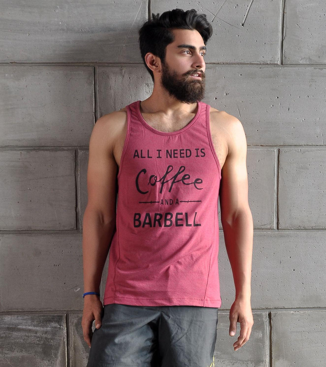 Men's C&B Graphic Tank Top (Brick Red) - wodarmour