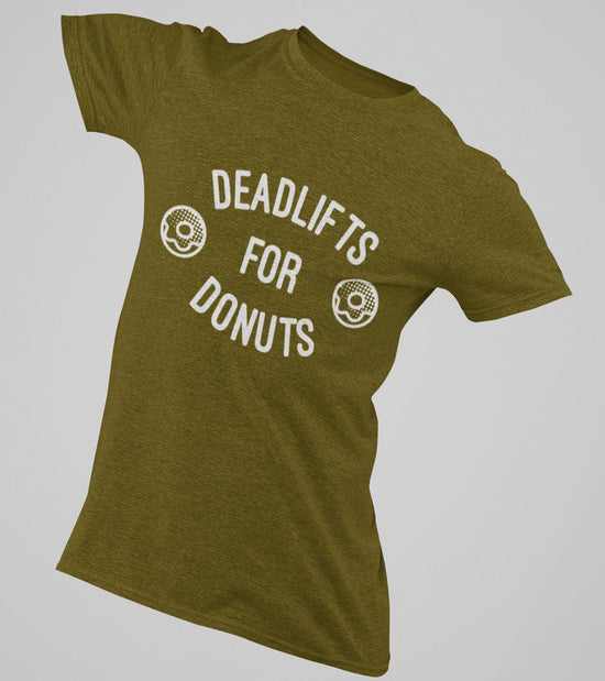 Load image into Gallery viewer, Men&amp;#39;s &amp;quot;Deadlift &amp;amp; Donut&amp;quot; T-Shirt (Olive) - wodarmour

