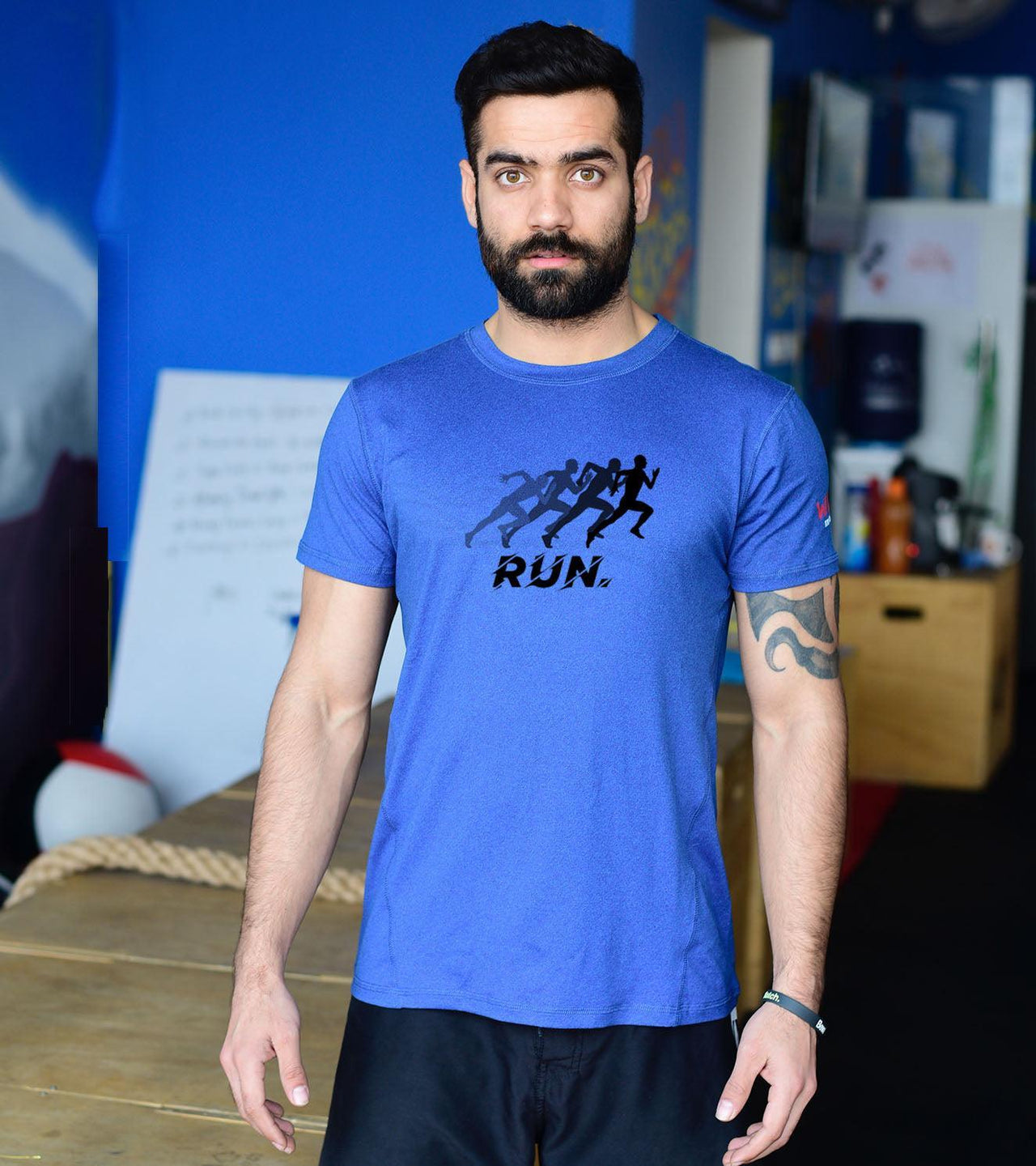 Men's DRY- Fit Blue Graphic T-shirt - wodarmour