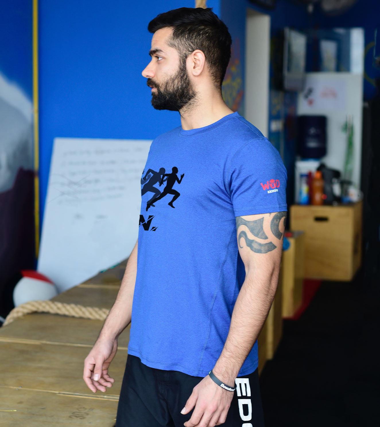 Men's DRY- Fit Blue Graphic T-shirt - wodarmour