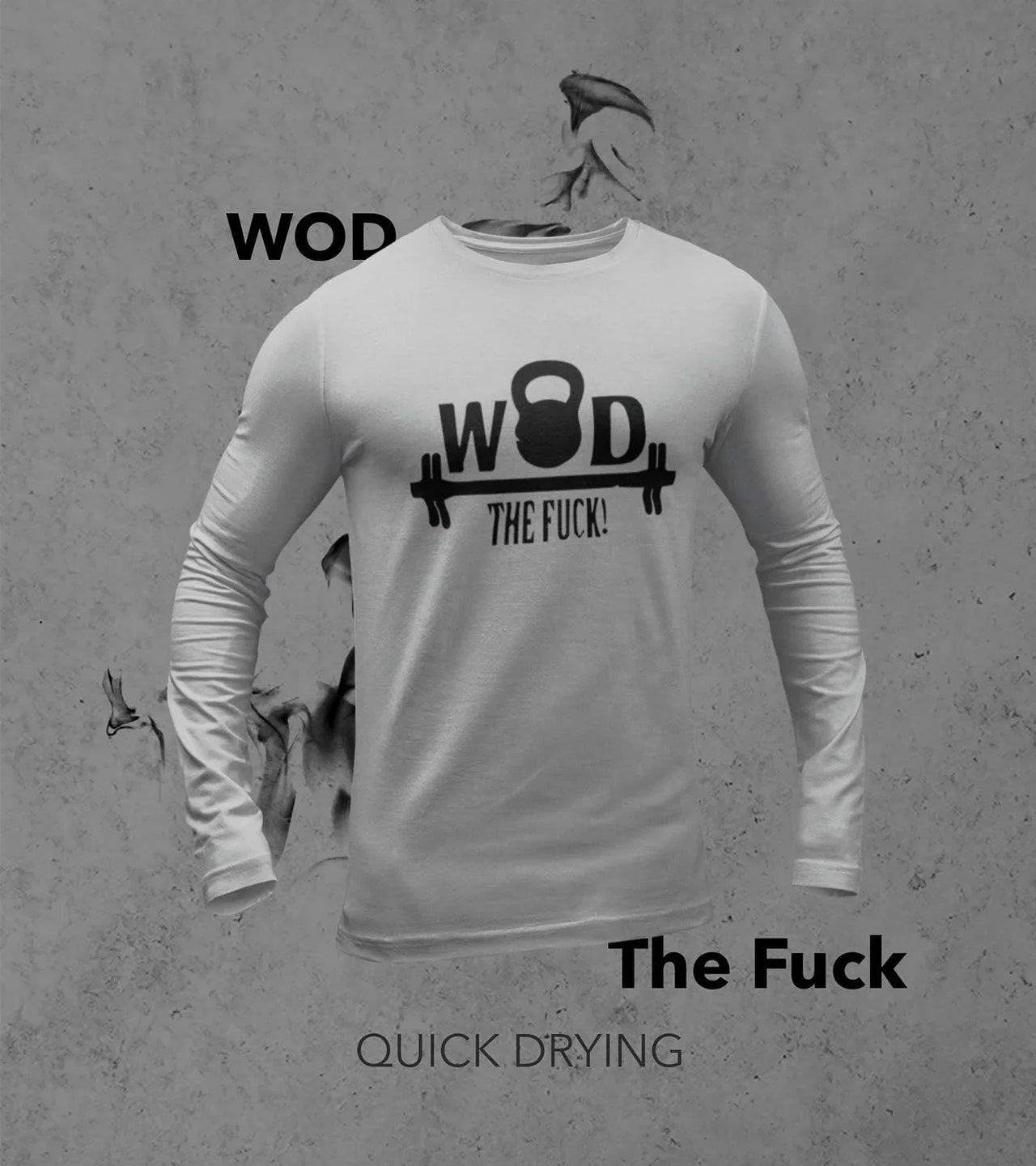 Men's Full sleeve WOD The Fuck T-shirt (Rhino Grey) - wodarmour