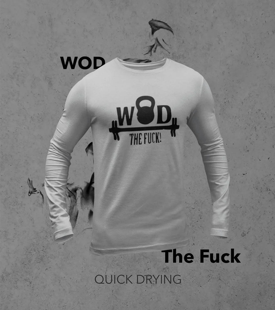 Men's Full sleeve WOD The Fuck T-shirt (Rhino Grey)