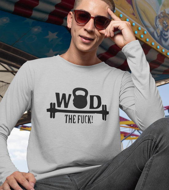 Men's Full sleeve WOD The Fuck T-shirt (Rhino Grey) - wodarmour