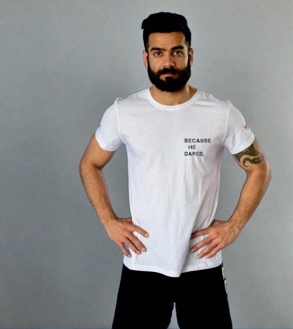 Men's "he dared" T-Shirt(White)