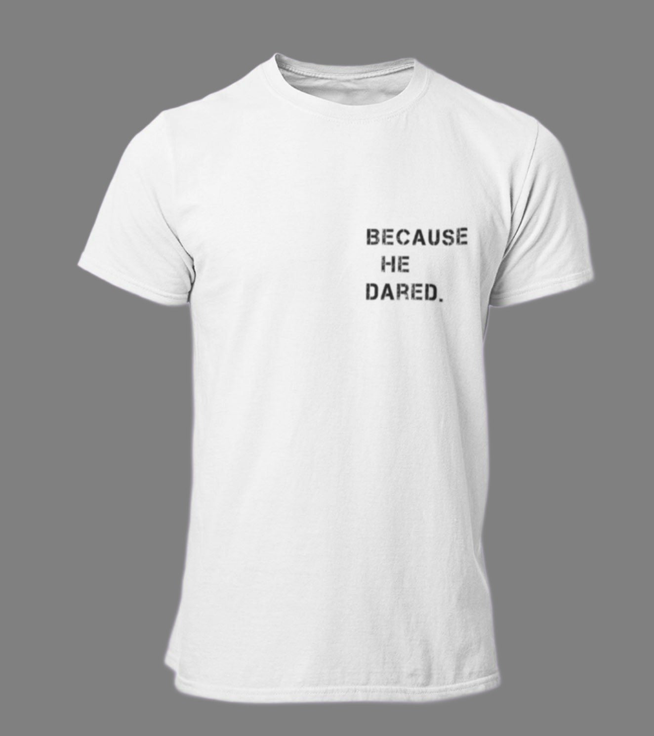 Men's "he dared" T-Shirt(White) - wodarmour