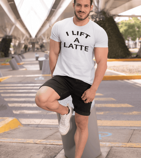 Men's "I Lift A Latte " T-Shirt (White) - wodarmour