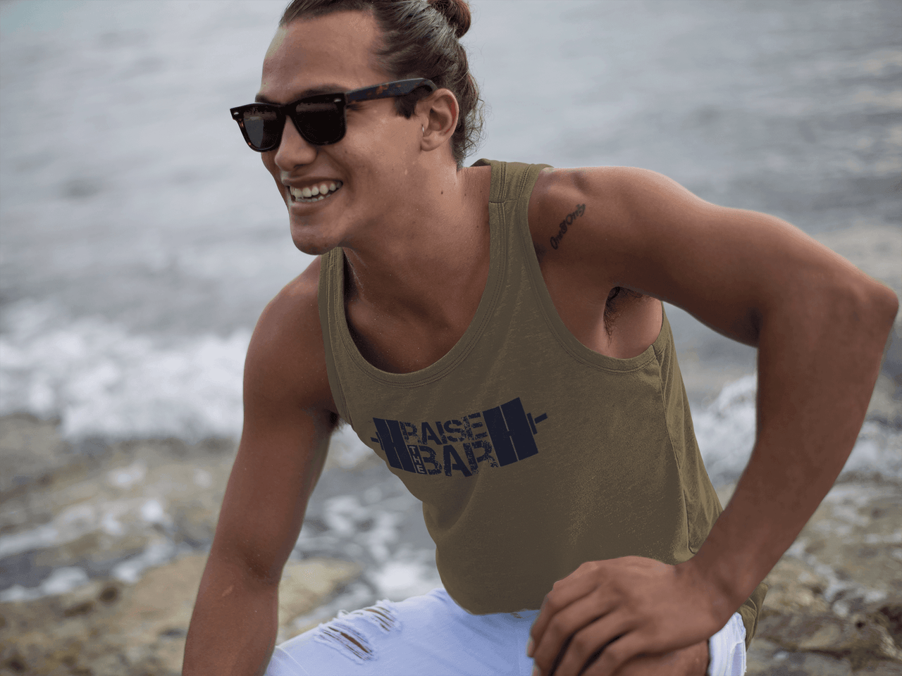 Men's Raise The Bar Tank olive - wodarmour