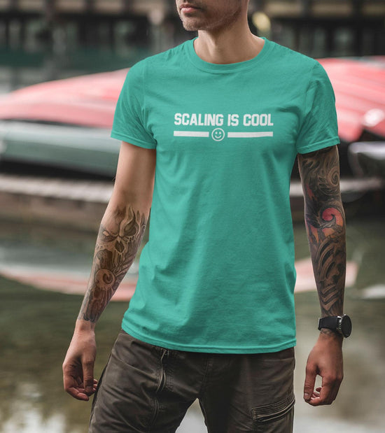 Load image into Gallery viewer, Men&amp;#39;s Scaling is Cool T-shirt ( ocean Green ) - wodarmour
