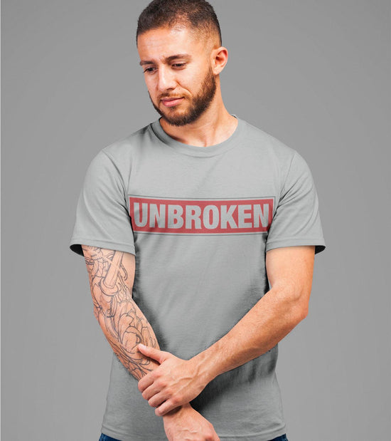 Load image into Gallery viewer, Men&amp;#39;s Unbroken T-shirt (Rhino Grey) - wodarmour
