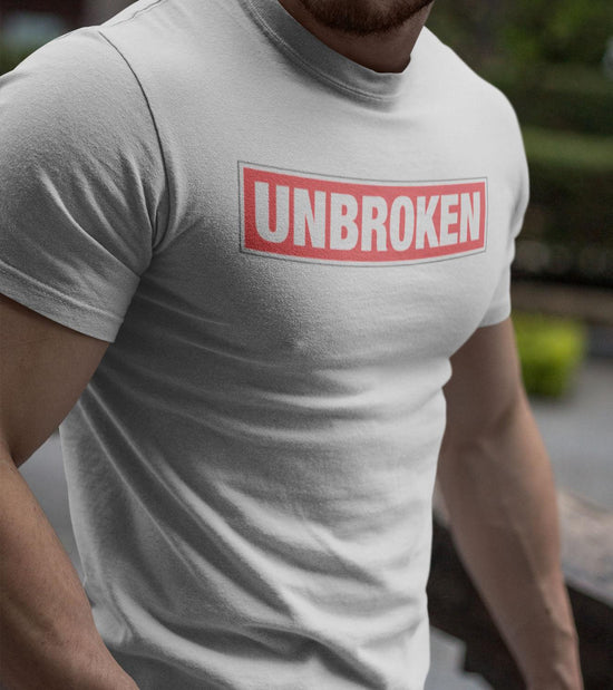 Load image into Gallery viewer, Men&amp;#39;s Unbroken T-shirt (Rhino Grey) - wodarmour
