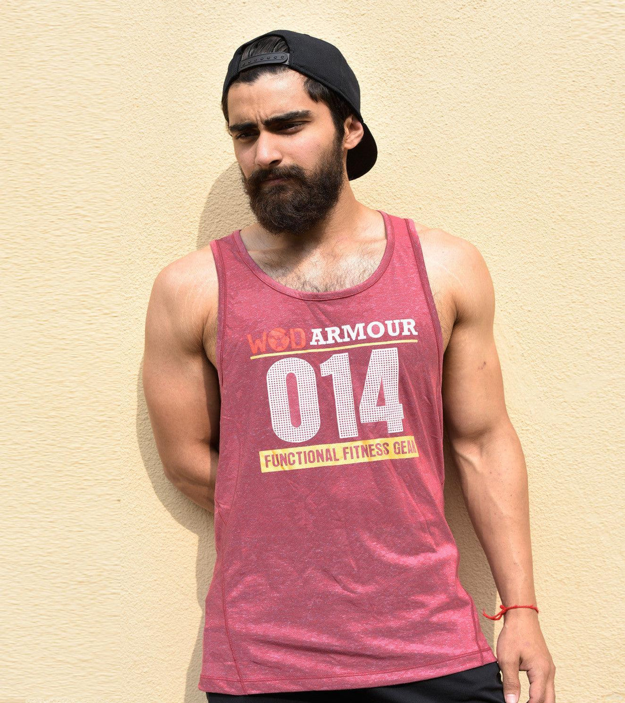 Men's WOD 14 Graphic Tank Top (Light Maroon) - wodarmour