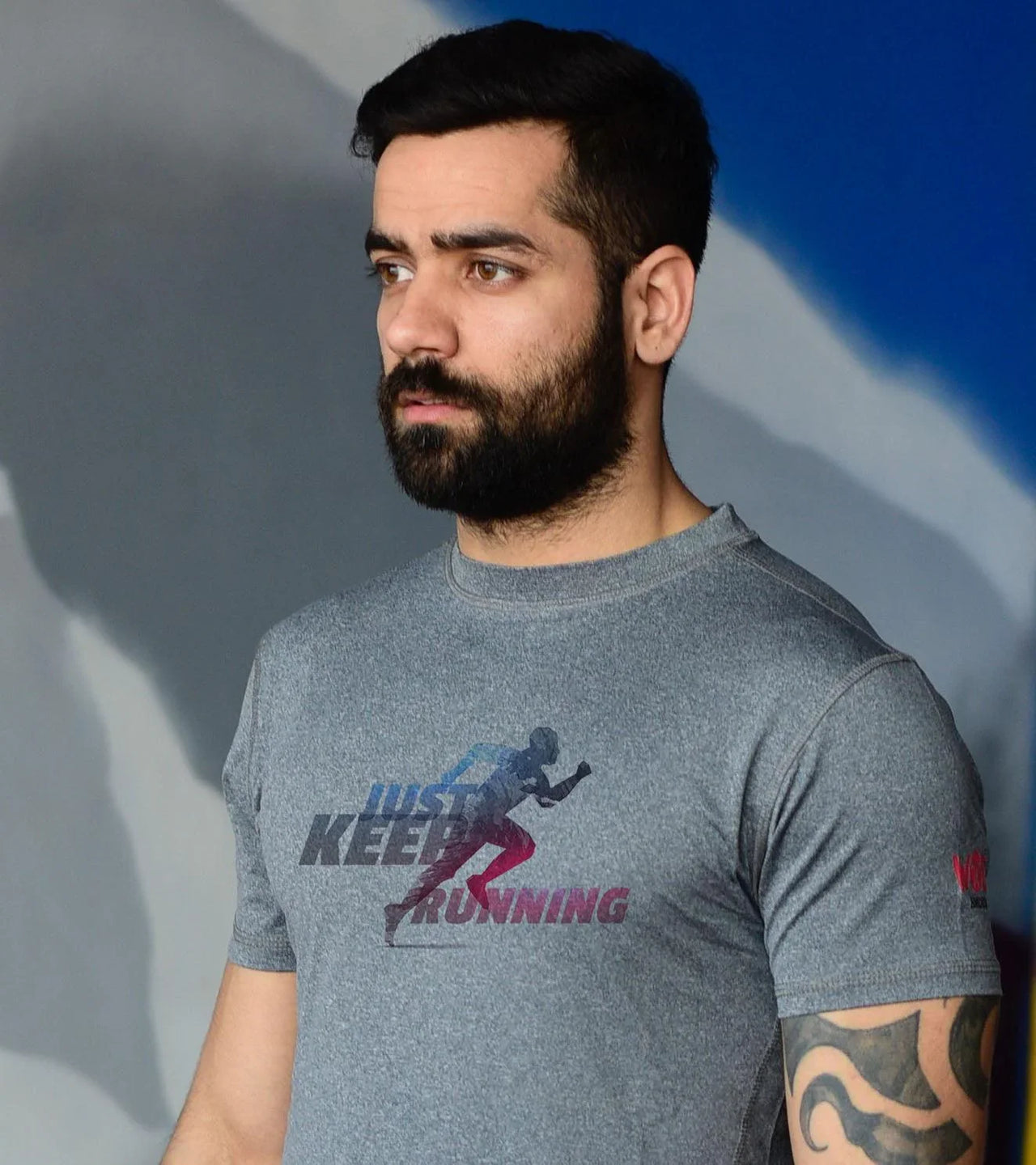Mens Running Grey Graphic Tee - wodarmour