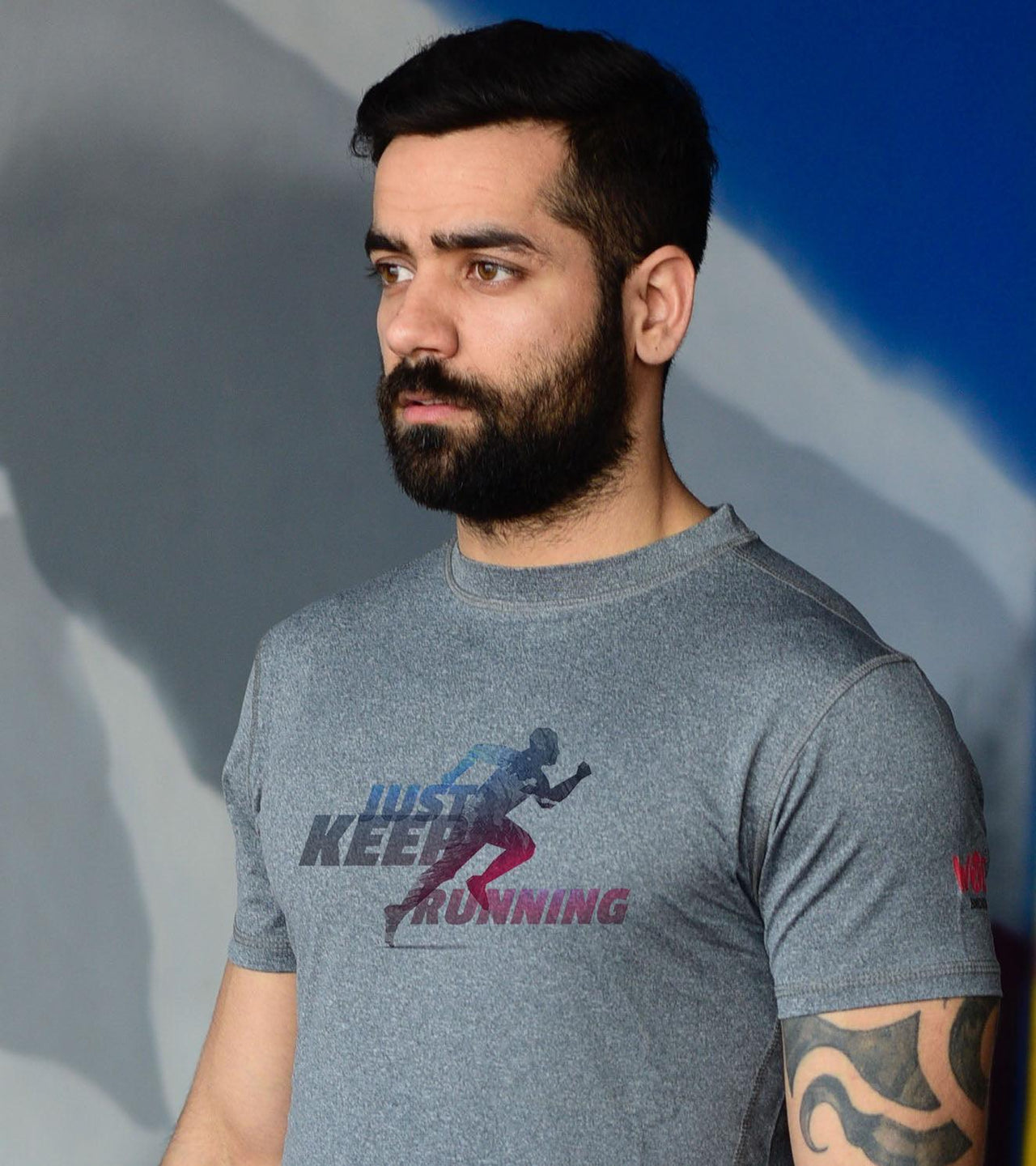 Mens Running Grey Graphic Tee - wodarmour