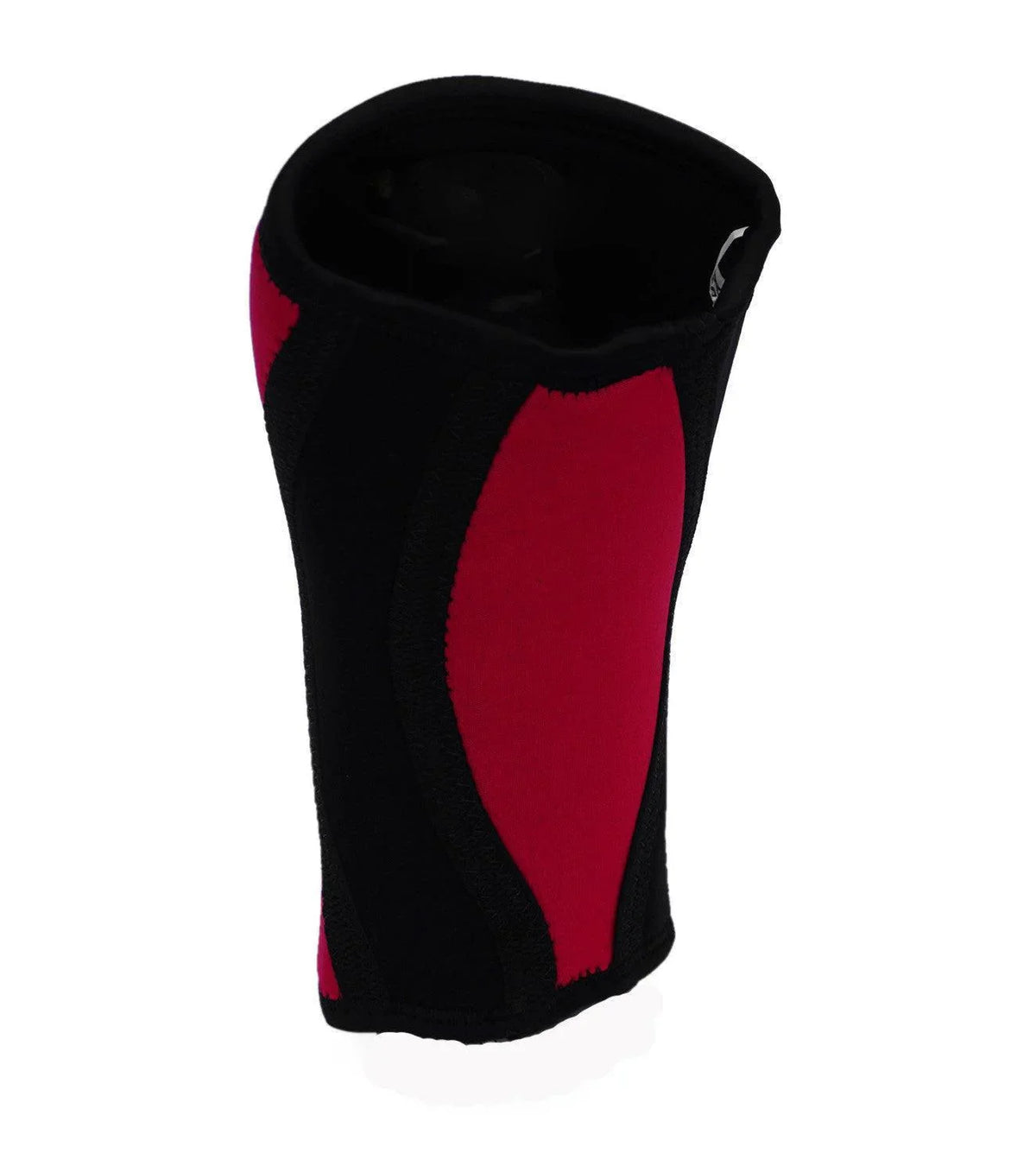 Black and red compression knee sleeve for athletic support and injury prevention