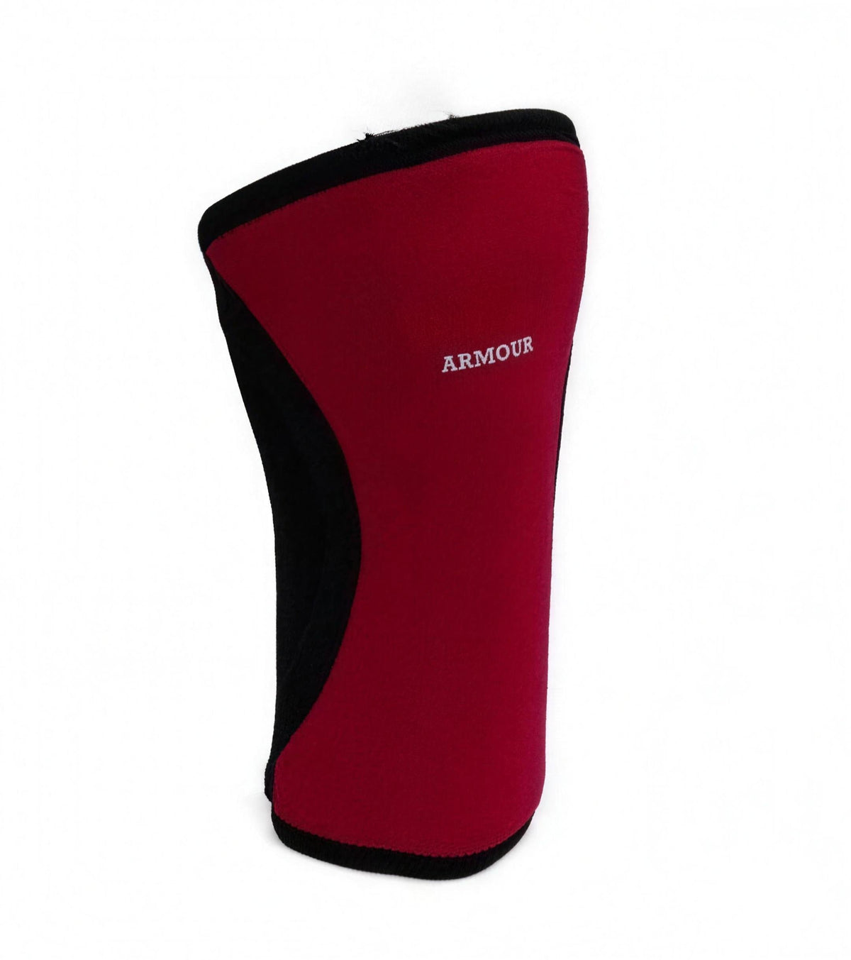 Red and black ARMOUR knee sleeve for functional fitness and injury prevention