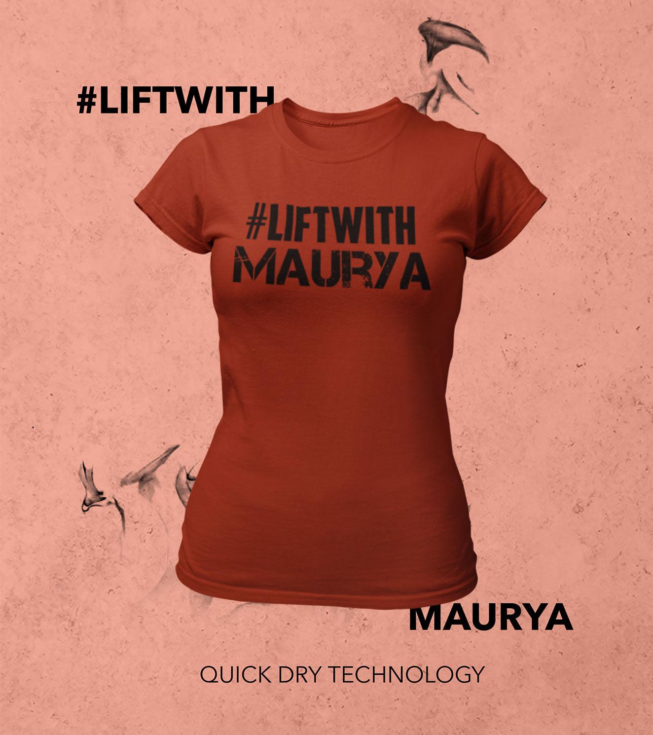 Women Lift With Maurya T-shirt (Crimson Red) - wodarmour