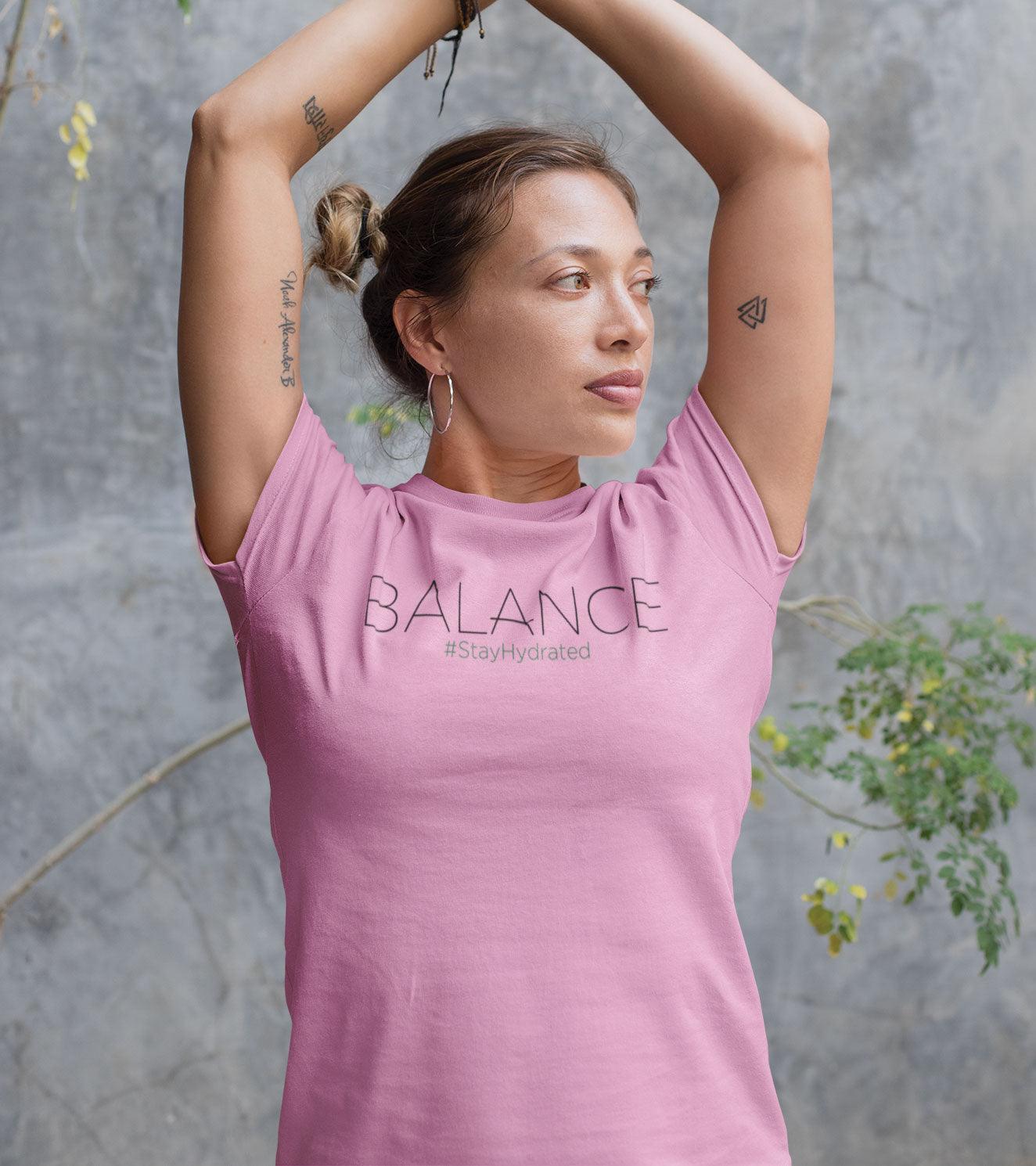 Women's Balance Yoga T-shirt ( Taffy Pink) - wodarmour