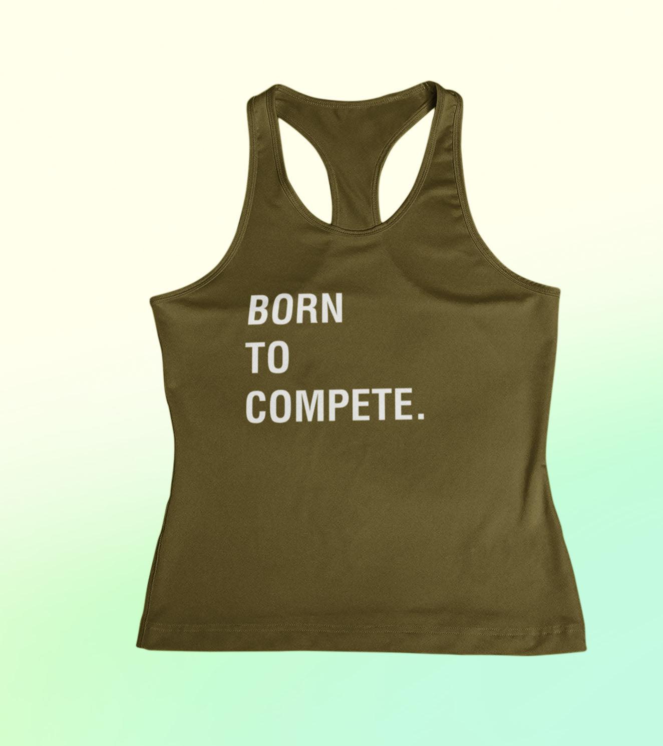 Women's born to compete tank top (Olive) - wodarmour