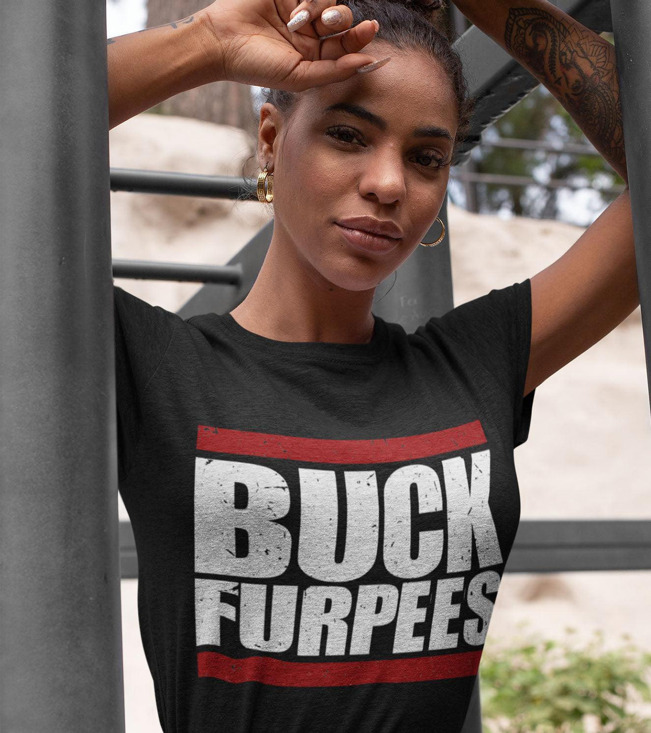 Women's Buck Furpees Tshirt (Black) - wodarmour