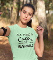 Women's coffee and barbell T-Shirt (light green) - wodarmour