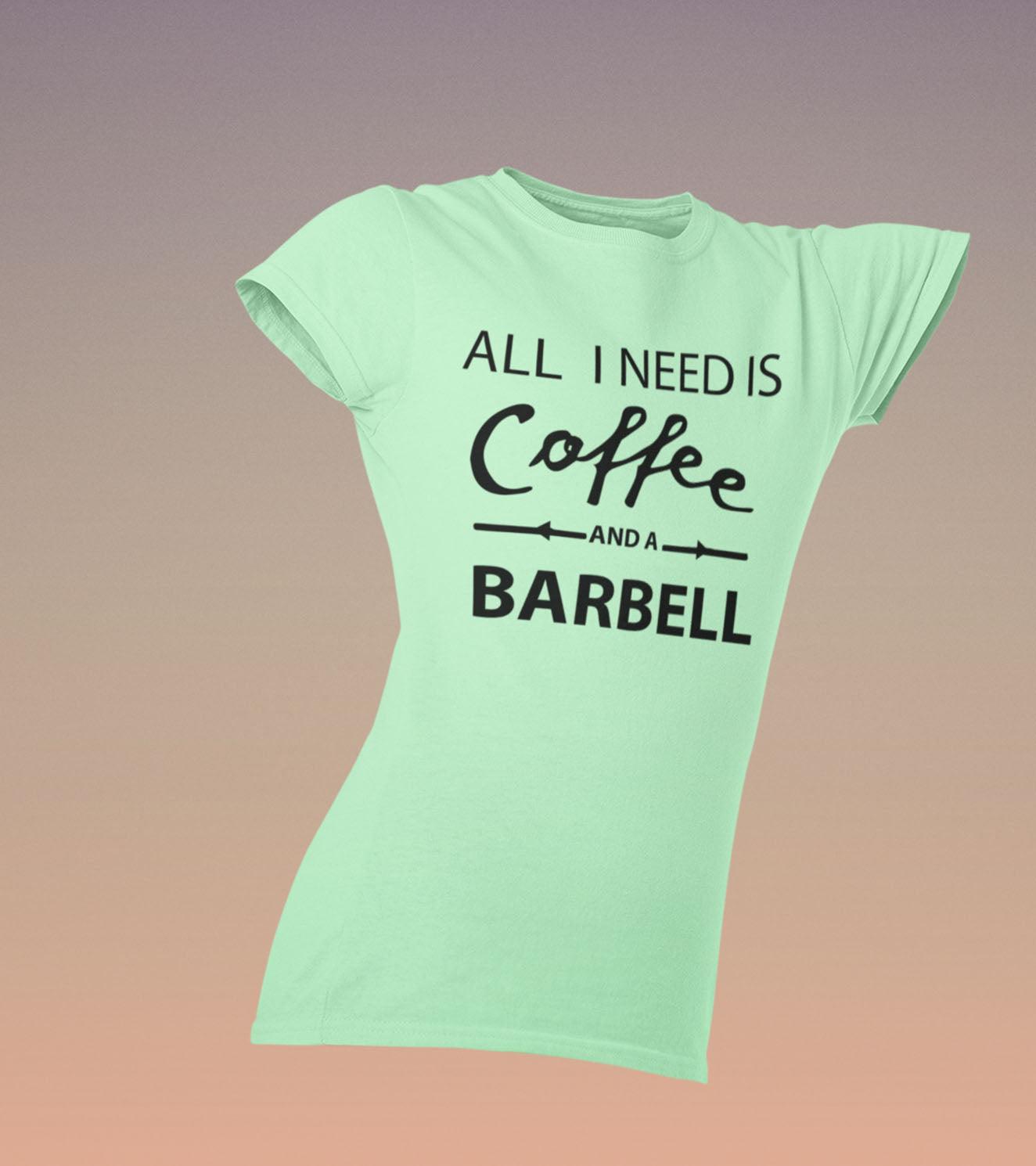 Women's coffee and barbell T-Shirt (light green) - wodarmour