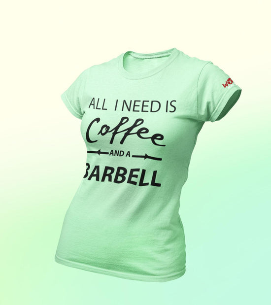 Women's coffee and barbell T-Shirt (light green) - wodarmour