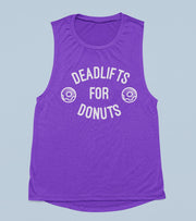 Women's Deadlift & Donut Muscle Tank (purple) - wodarmour