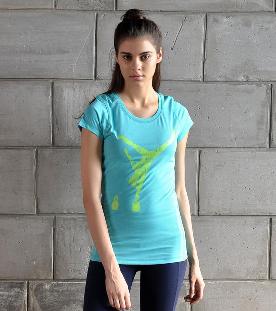 Women's Handstand  T-shirt (Aqua) - wodarmour