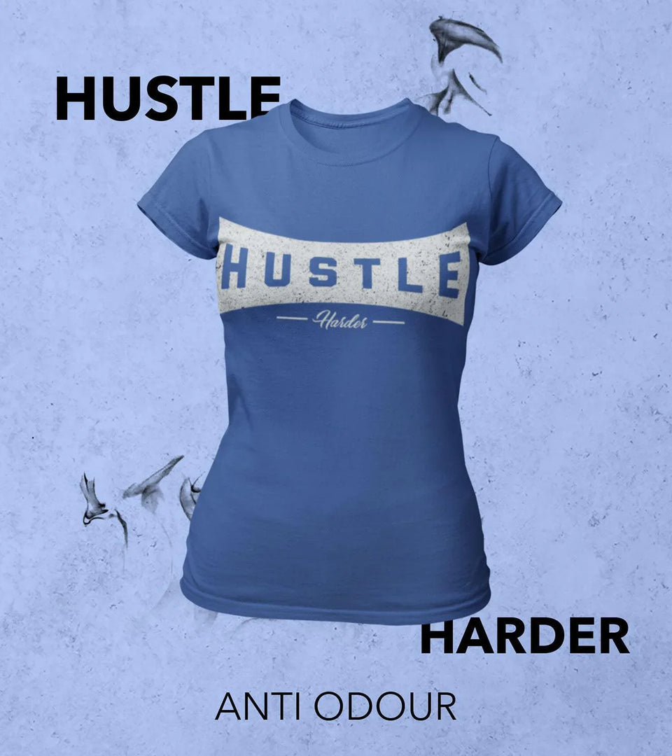 Women's Hustle harder T-shirt (Blue)