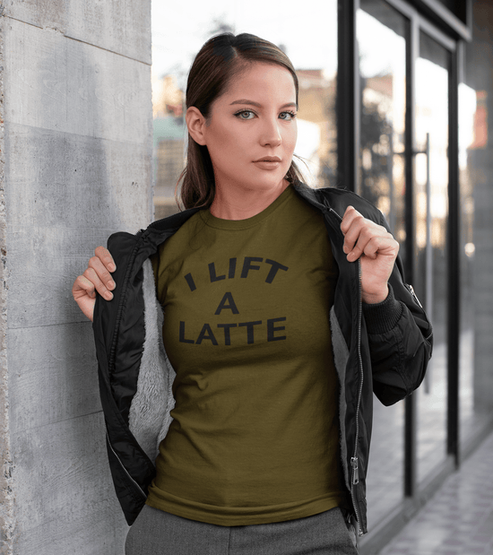 Load image into Gallery viewer, Women&amp;#39;s I Lift A Latte T-shirt - wodarmour
