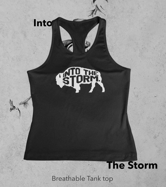 Load image into Gallery viewer, Women&amp;#39;s Into the Storm Graphic Tank Top (black) - wodarmour
