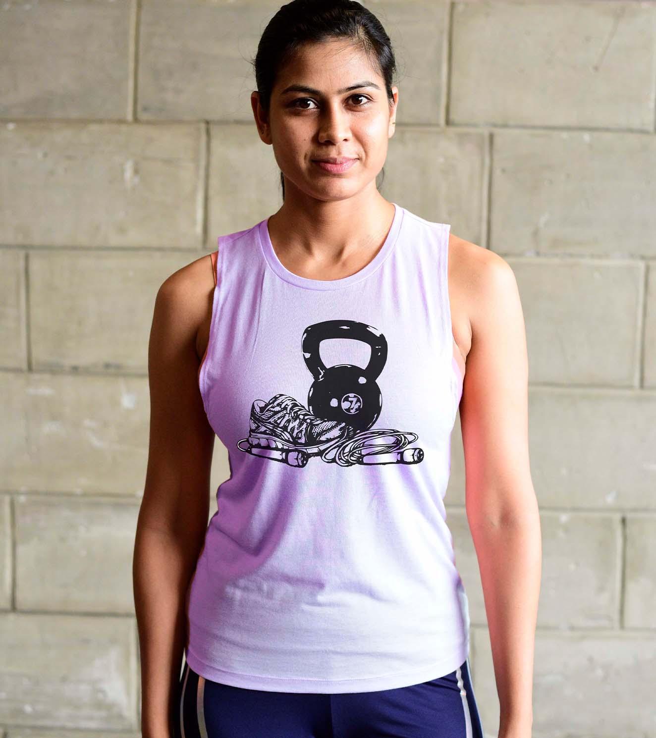 Women's lavender muscle tank (gym) - wodarmour