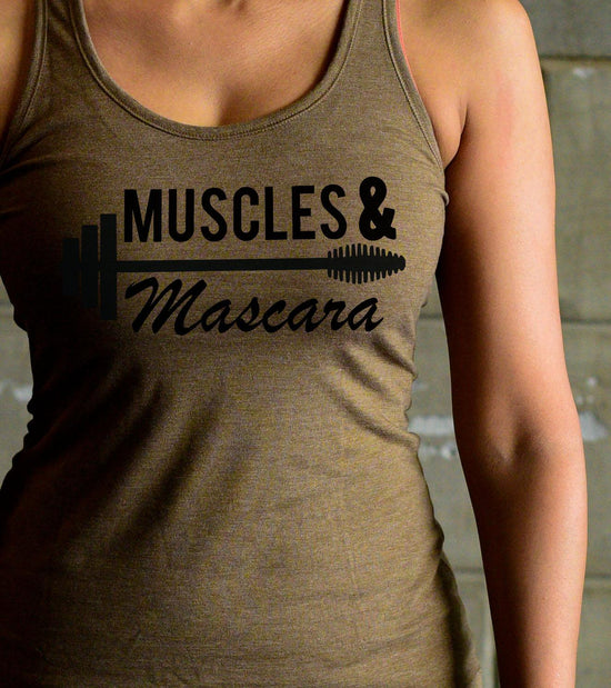 Women's Muscle & Mascara tank top (Olive) - wodarmour