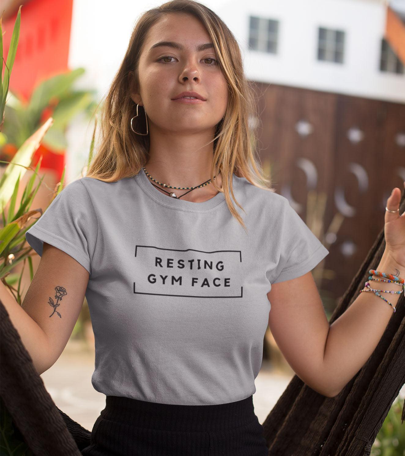 Load image into Gallery viewer, Women&amp;#39;s RESTING GYM FACE T-Shirt - wodarmour
