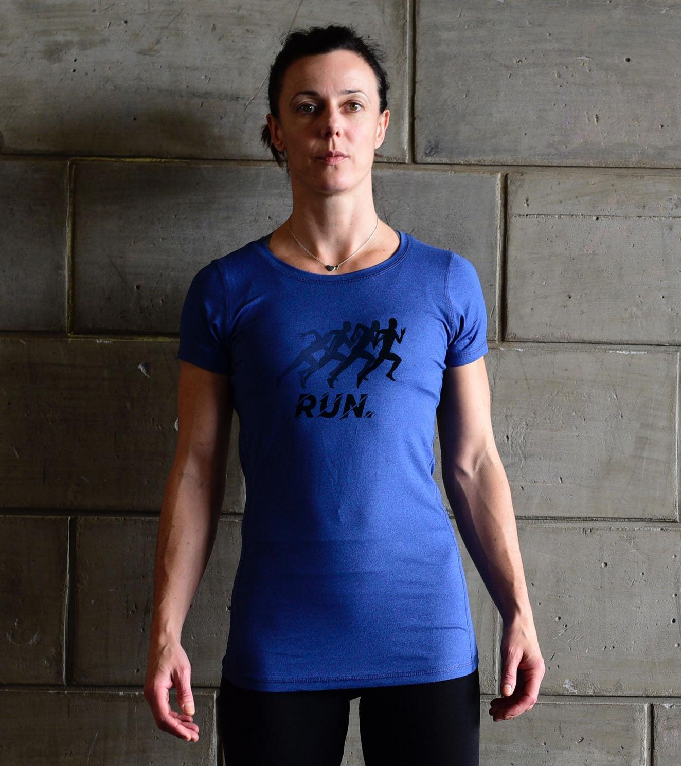 Women's Running Blue Graphic  T-shirt - wodarmour