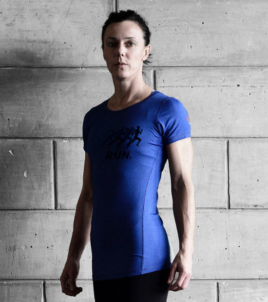 Women's Running Blue Graphic  T-shirt - wodarmour