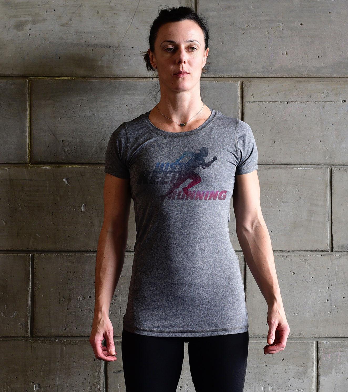 Women's Running Graphics T-shirt (Grey) - wodarmour