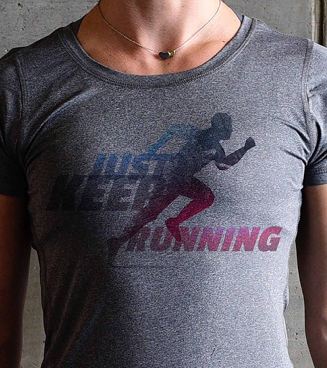 Women's Running Graphics T-shirt (Grey) - wodarmour