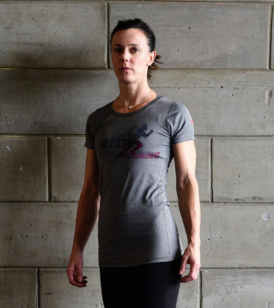 Women's Running Graphics T-shirt (Grey) - wodarmour