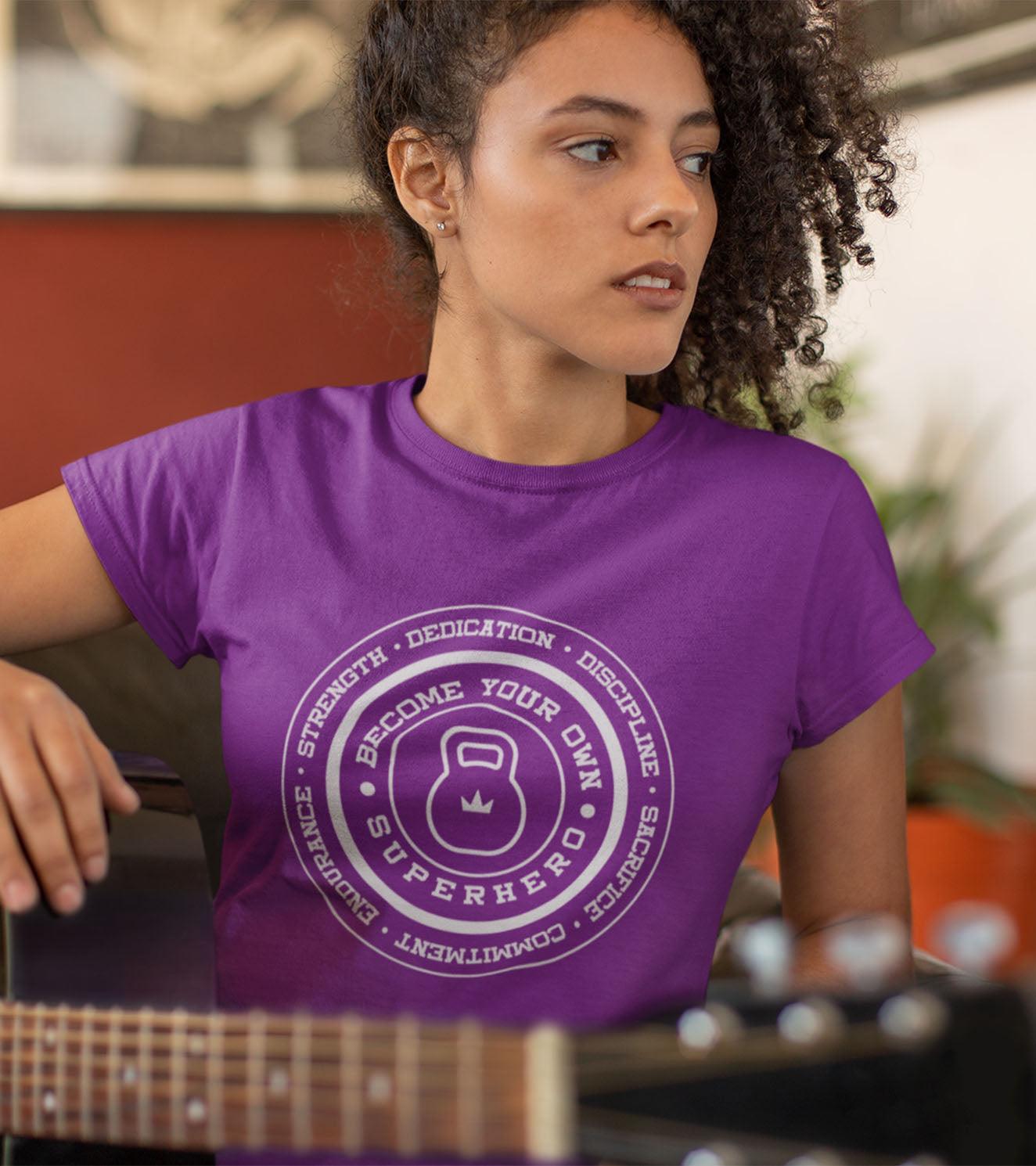 Women's  Super Hero T-shirt (Dark Voilet) - wodarmour