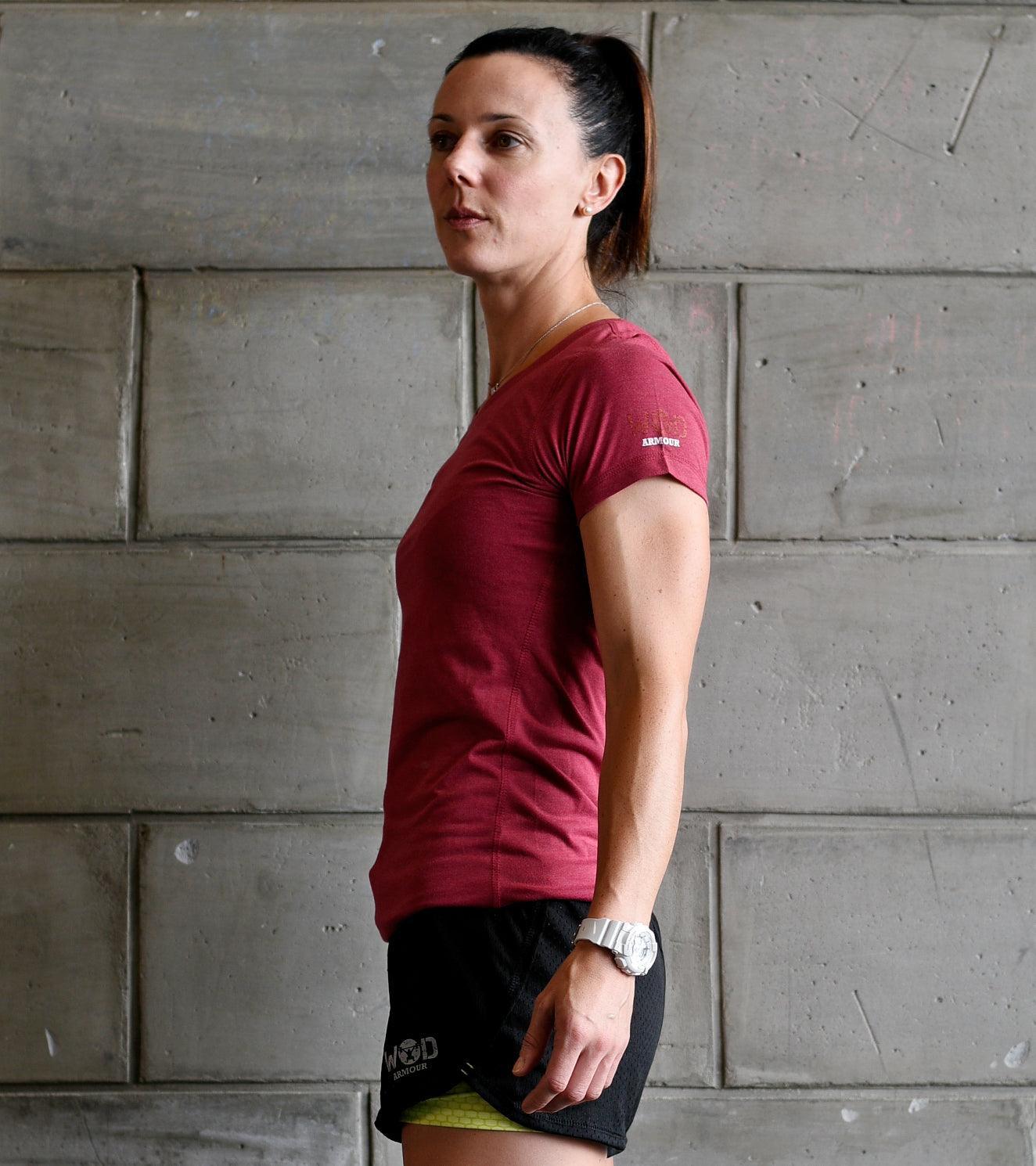 Women's Training T-shirt (Brick Red) - wodarmour