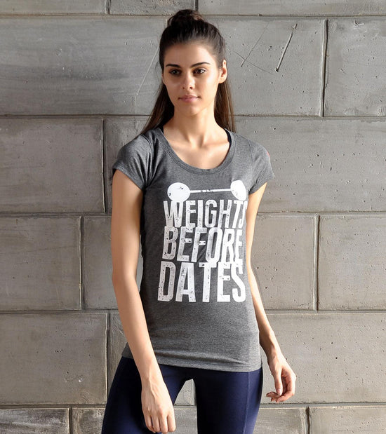 Women's "Weights before Dates" Graphic T-shirt - wodarmour