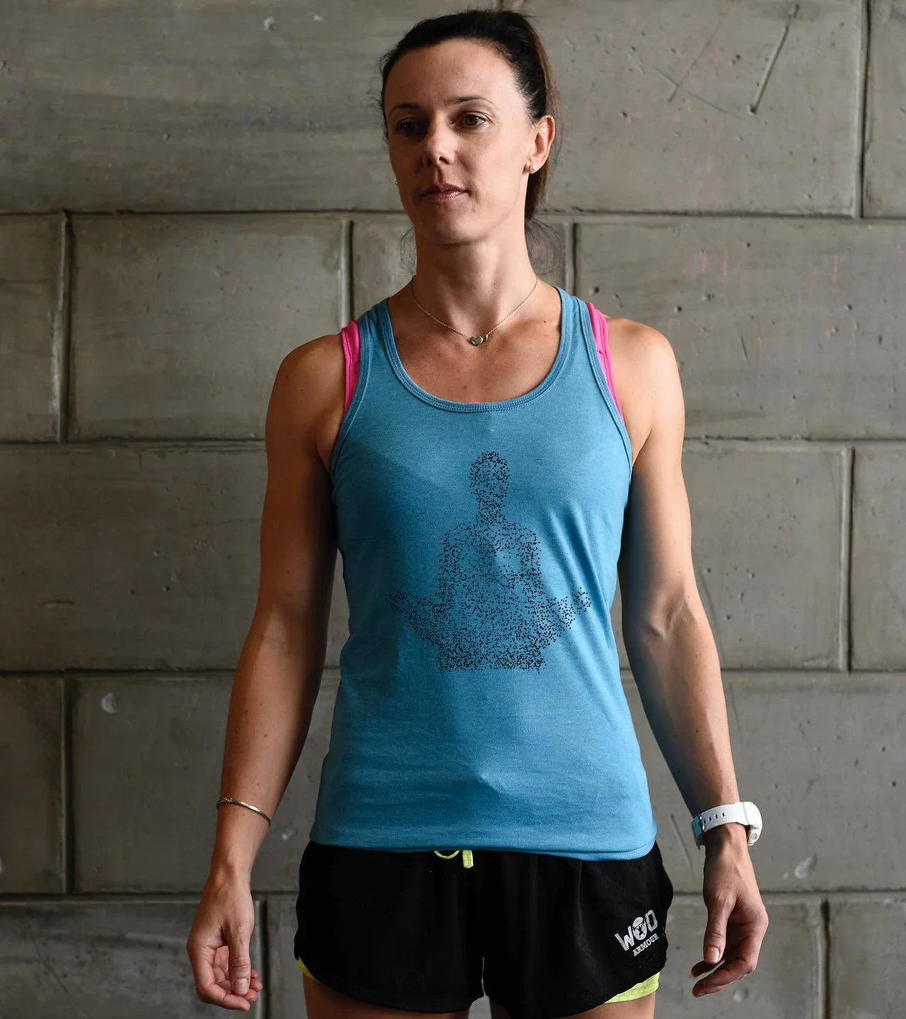Womens Yoga graphic Tank top (Dodger Blue) - wodarmour